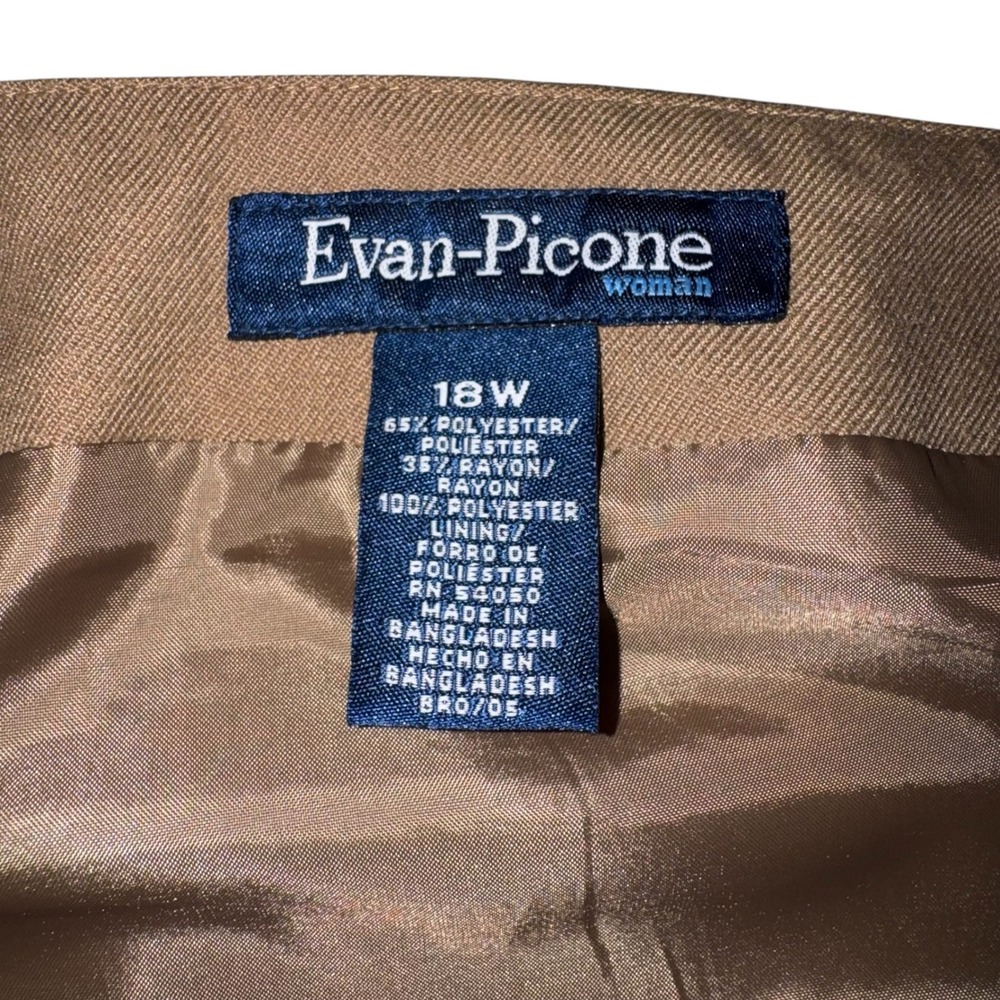 Evan-Picone Woman Vintage Tan Plaid Faux Wrap Midi Skirt Size 18W Plus Size - Picture 5 of 8